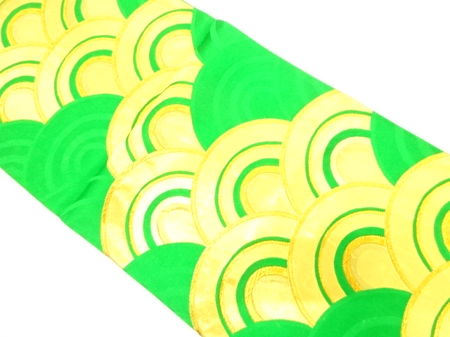 アンティーク　青海波模様織り出し袋帯（着用可）